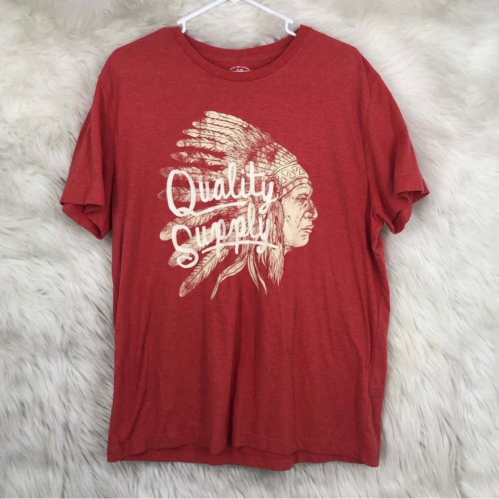 Indian Chief Graphic Tee, Quality Supply in Washout Orange by Roebuck &Co XL